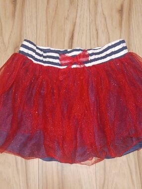 🐞10 for 13❗️SALE❗️Girls Red Glitter Tulle Skirt with Striped Elastic Waist